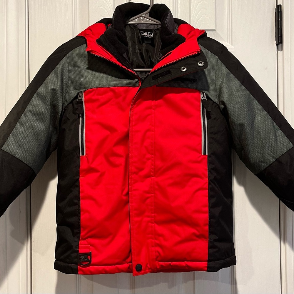 ZeroXposur Red and Black Puffer Jacket with High Collar and Reflective Strips